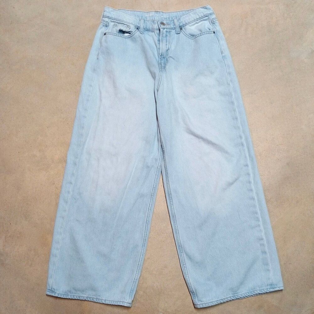 Old Navy Baggy Wide Leg Jeans Women's Size 10 Blue Drapey Denim Relaxed Hi Rise
